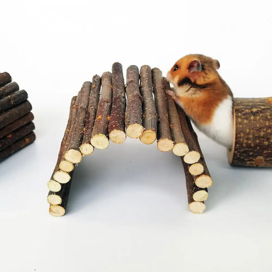 Hamster Dodging Tunnel Hamster Molar Toy Apple Wooden Arch Bridge Pet Rabbit Chinchilla Guinea Squirrel Bite Molar Chewing Toys