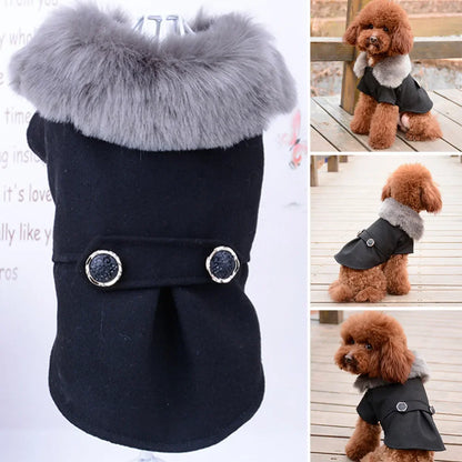 Winter Dog Clothes Pet Cat fur collar Jacket Coat Sweater Warm Padded Puppy Apparel for Small Medium Dogs Pets