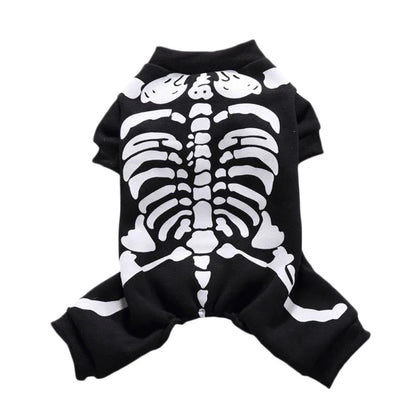 Funny Skeleton Dog Costumes Pet Jumpsuit Halloween Clothes Apparel for Puppy Small Medium Dogs Cat Puppies Holiday Apparel