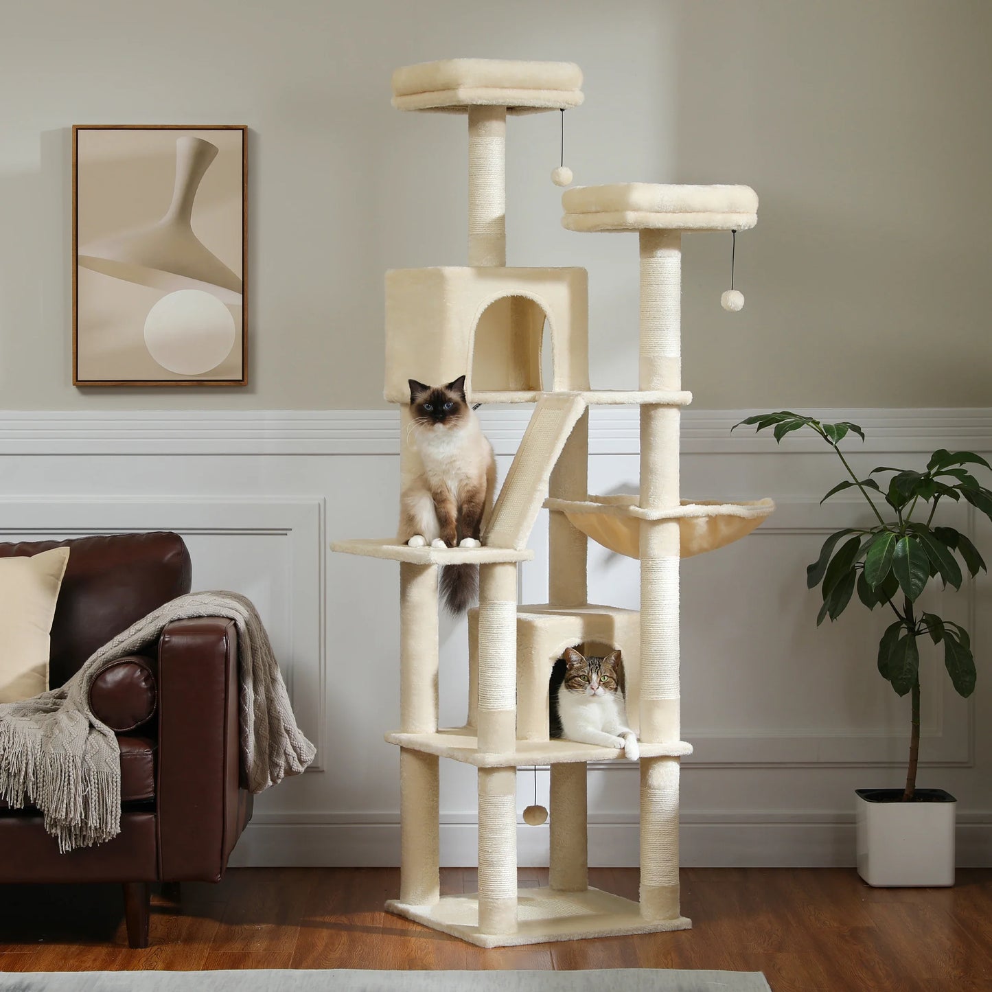 Multi-Level Cat Tree Cat Condo Scratching post for Kitten Furniture Large Cat Tower Cat Scrapers Cat Accessories Pet Cat Toys