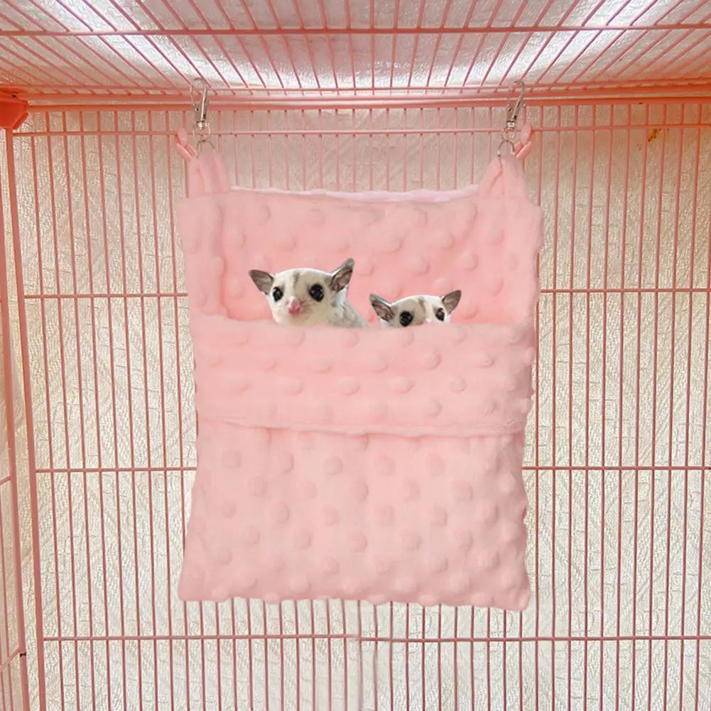 Cozy Pet Bed Plush Double-sided Ferret Rat Hammock Cage for Small Cozy Guinea Pig Hammock Bunk Bed Soft Hanging for Comfort