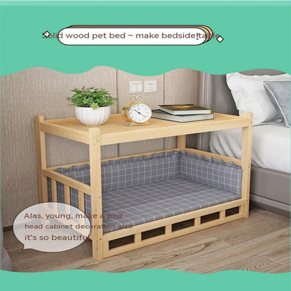 Solid Wood Dog Cat Kennel Smooth Polished Teddy Dogs Kennel  Luxury Durable Eco-Friendly Large Wooden Pet House Wooden Puppy Bed