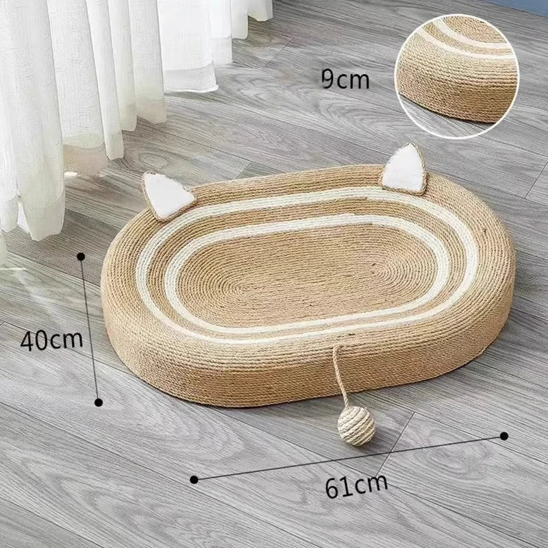 2024 Oval Cat Scratcher Pads 100% Sisal/Cloth Cat Scratching Board Kitten Bed Nest Chew Toy Bite Sharpen Nails Tool Pet Supplie