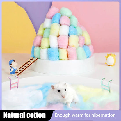 100pcs Colorful Winter Keep Warm Cotton Ball Bedding Small Pet Supplies Hamster Nest Filler Sawdust Hedgehog Guinea Pig Birds