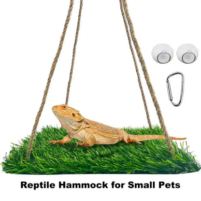 Reptile Hammock with Adjustable Rope Guinea Pigs Hanging Bed Small Pet Swing Mat Climbing Platform Toy for Lizards Hamsters