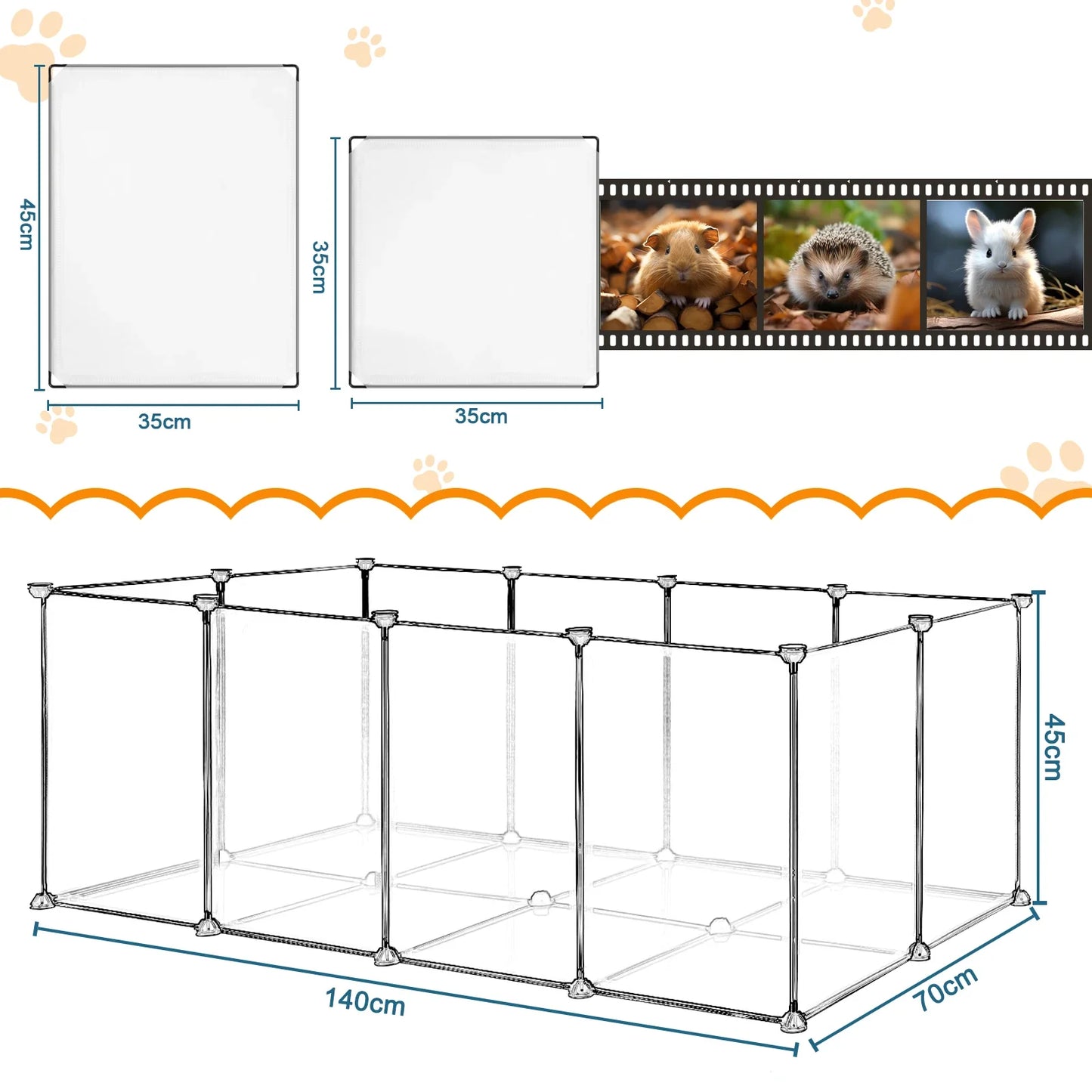 DIY Pet Playpen Dog Fences Animal Cat Crate Cave Sleeping Playing Puppy Kitten Space Kennel Rabbits Guinea Pig Cage Dog House