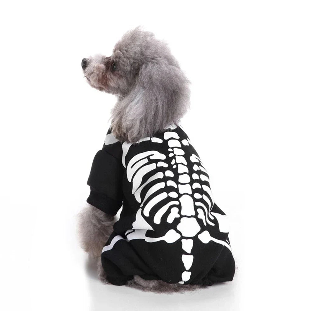 Funny Skeleton Dog Costumes Pet Jumpsuit Halloween Clothes Apparel for Puppy Small Medium Dogs Cat Puppies Holiday Apparel