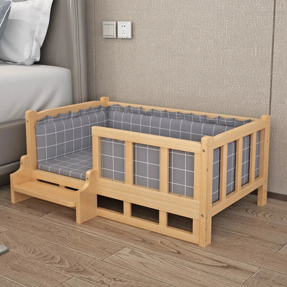 Solid Wood Dog Cat Kennel Smooth Polished Teddy Dogs Kennel  Luxury Durable Eco-Friendly Large Wooden Pet House Wooden Puppy Bed